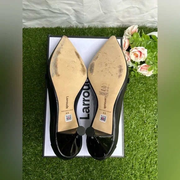 Larroudé women Susan Pump In Black Leather size 8.5 $330 gently used